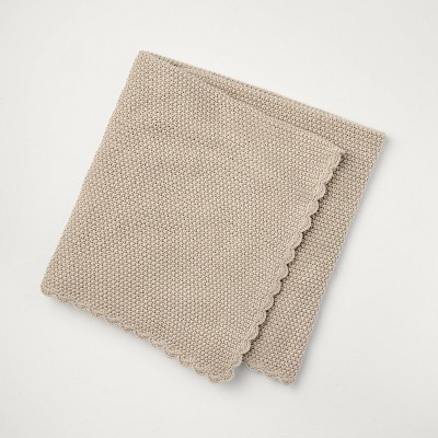Scalloped Trim Knit Baby Blanket Beige - Hearth & Hand™ with Magnolia: Throw, OEKO-TEX Certifie... | Target