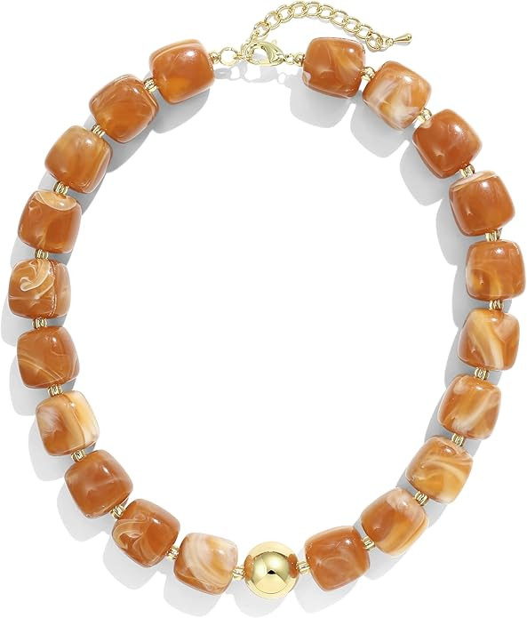 Colorful Chunky Necklaces for Women Multicolored Large Square Resin Beads Necklace Trendy Bold St... | Amazon (US)