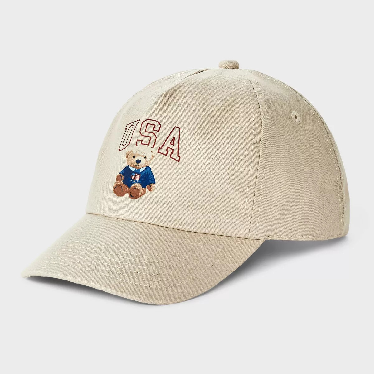 Girls' USA Teddy Bear Baseball Hat - Beige | Target