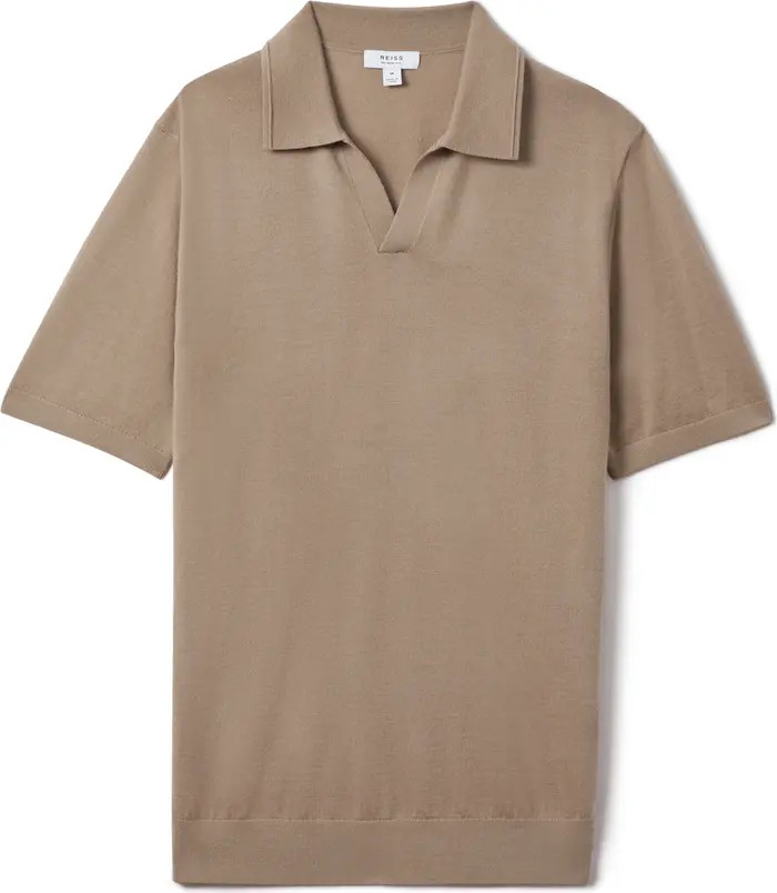 Reiss Duchie Johnny Collar Short Sleeve Wool Polo Sweater | Nordstrom | Nordstrom