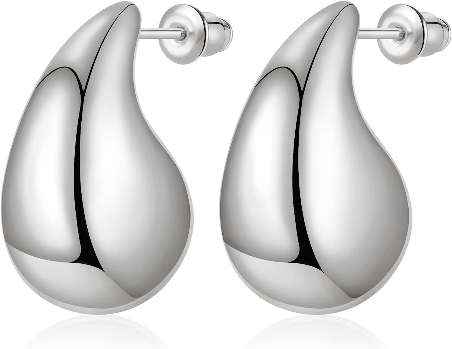 Anten Pink Chunky Gold Hoop Earrings for Women, Lightweight Drop Hoops Earrings with 18K Real Gol... | Amazon (US)