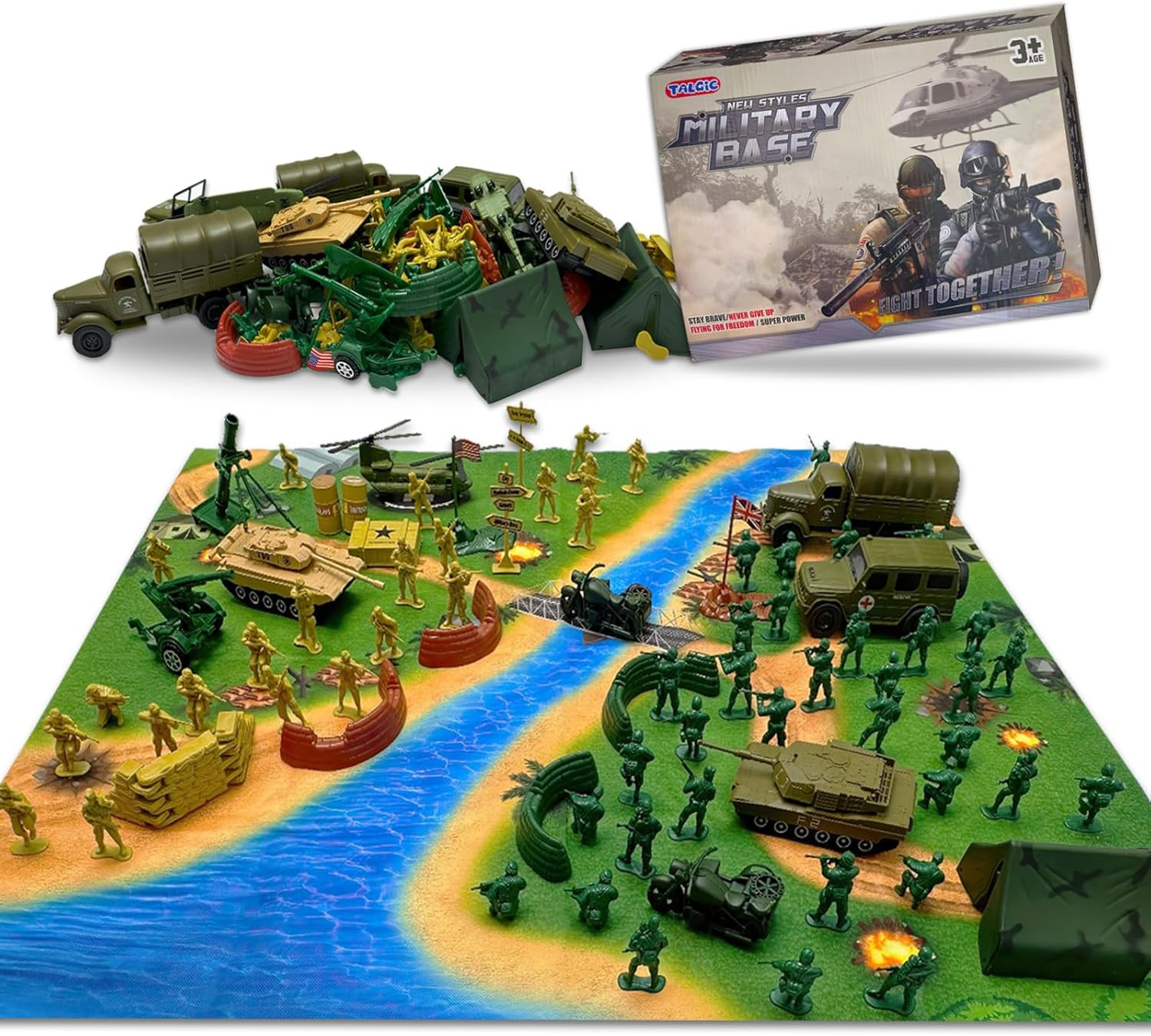 Army Men Toys Large Battle Playset-Set Includes Army Men Action Figures, Military Battle Mat, Tan... | Amazon (US)