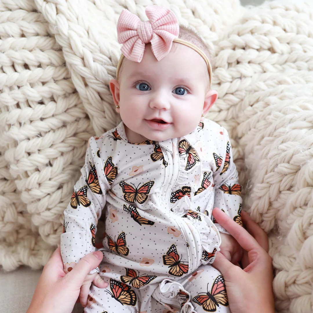 Butterfly Kisses Ruffle Zipper Footie | Caden Lane