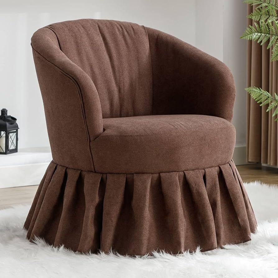 Sudwesto Swivel Barrel Chair with Pleated Skirt, Swivel Accent Chair, Comfy Round Auditorium Chai... | Amazon (US)