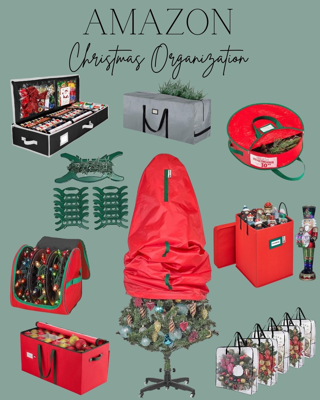 Amazon Christmas organization! 

Christmas’s tree cover. Ornament organizer. Wrapping paper organizer. Christmas light organizer. Christmas wreath organizer 

#LTKHoliday #LTKGiftGuide #LTKHome