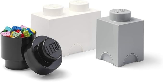 Room Copenhagen Lego Brick Multipack S, Stackable Storage Boxes, Set of 3 pcs (Grey, White, Black... | Amazon (US)