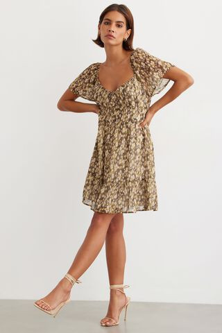 Eliza Smocked Mini Flare Dress | Dynamite Clothing