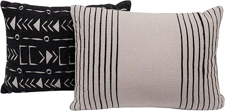 Creative Co-Op Black & White African Mudcloth Patterned Cotton (Set of 2 Designs) Pillow Set, Bla... | Amazon (US)