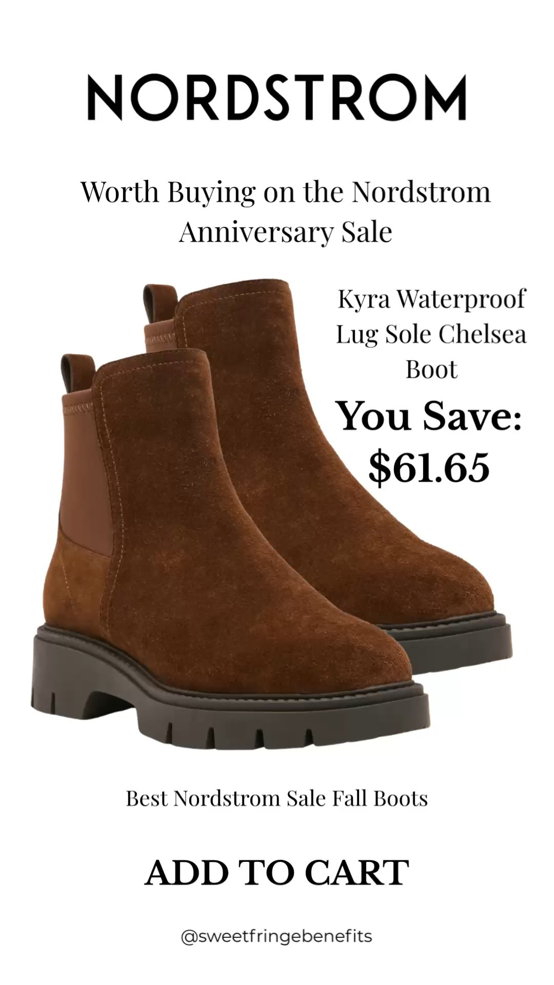 The Kyra Waterproof Lug Sole Chelsea Boots are one of the best buys in the Nordstrom Anniversary Sale! Waterproof, comfortable, and the perfect everyday fall boot—plus you'll save $61.65 while they're on sale.

💡 LTK MADE EASY
❤️ Heart = Support my posts!
🔖 Save = Get sale & restock alerts
📋 Lists = Keep favorites organized
📲 Share = Send lists and products to a friend. Hello, Christmas List!
💬 Comment = Ask me anything about what I'm wearing.:-)

#LTKSaleAlert #LTKOver40 #LTKActive