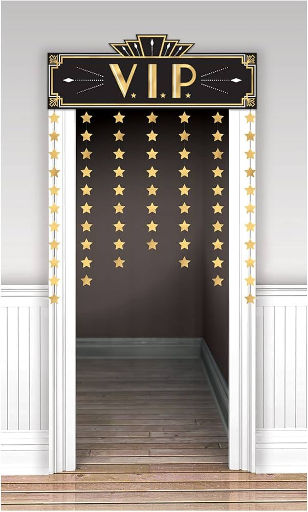 Glitz & Glam Decorative Door Curtain - 39" x 55.75", Black/Gold, 1 Pc | Amazon (US)