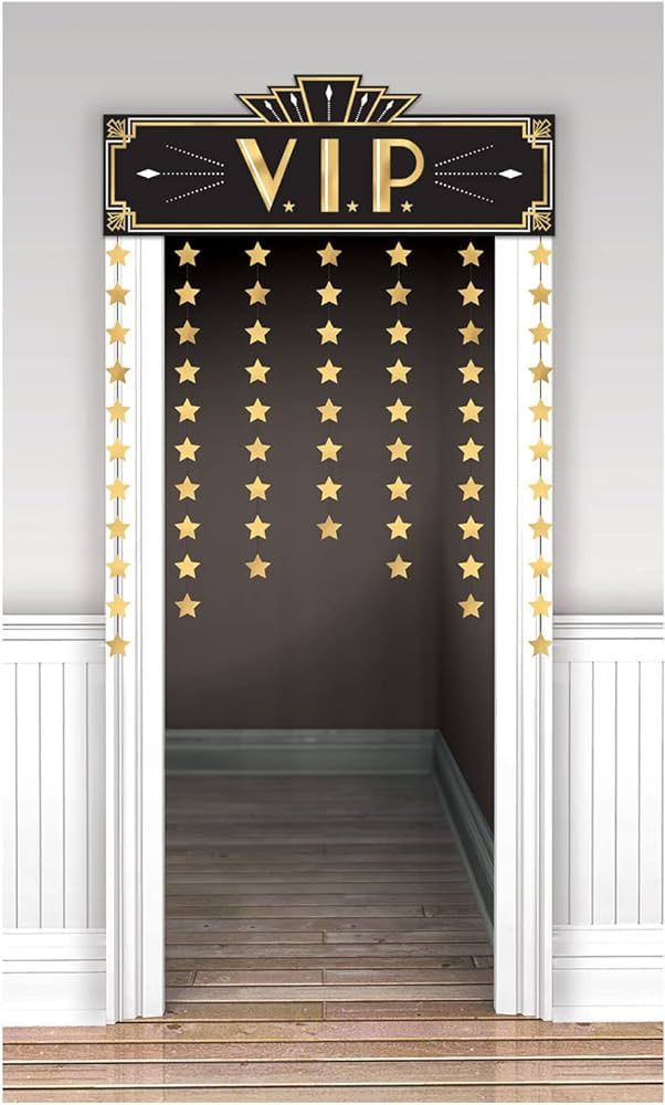 Glitz & Glam Decorative Door Curtain - 39" x 55.75", Black/Gold, 1 Pc | Amazon (US)