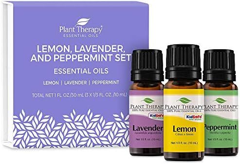Plant Therapy Lemon, Lavender and Peppermint Essential Oil Set 10 mL (1/3 oz) 100% Pure, Undilute... | Amazon (US)
