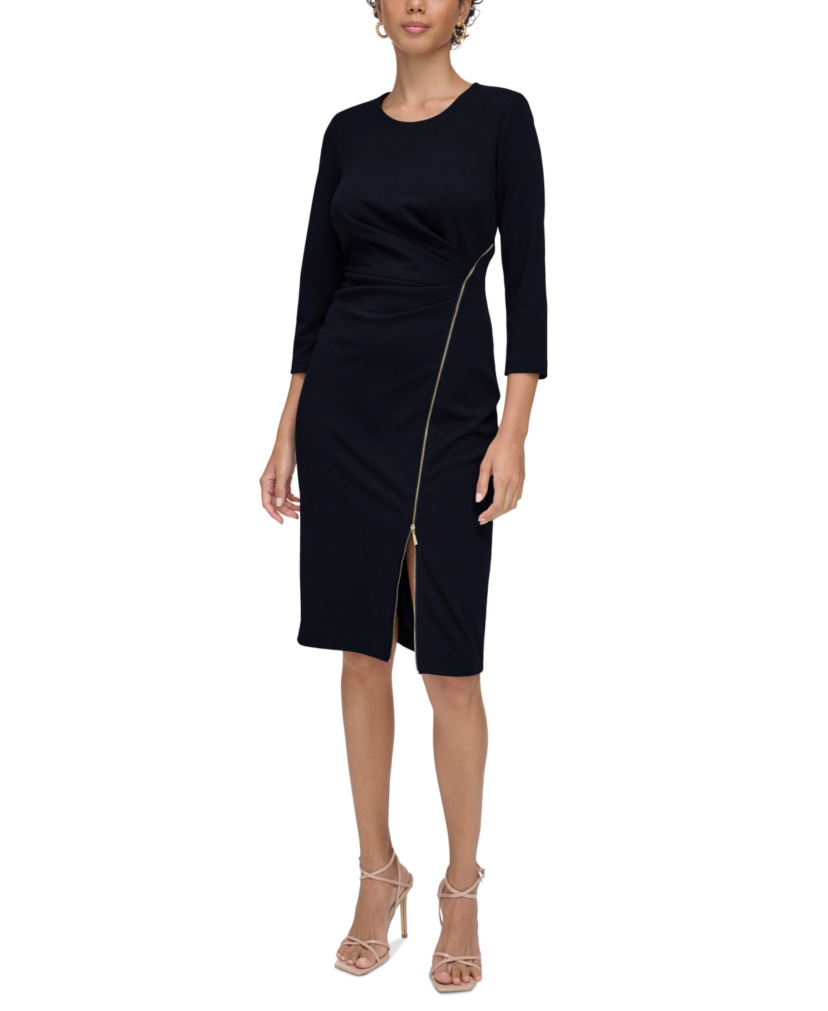 Calvin Klein Women's Zip-Detail Long-Sleeve Bodycon Dress - Twilight | Macy's