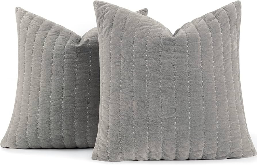 COCOPLOCEUS 26"x26" Euro Sham Pillow Covers Set of 2 Velvet Euro Pillow Covers Decorative Square ... | Amazon (US)