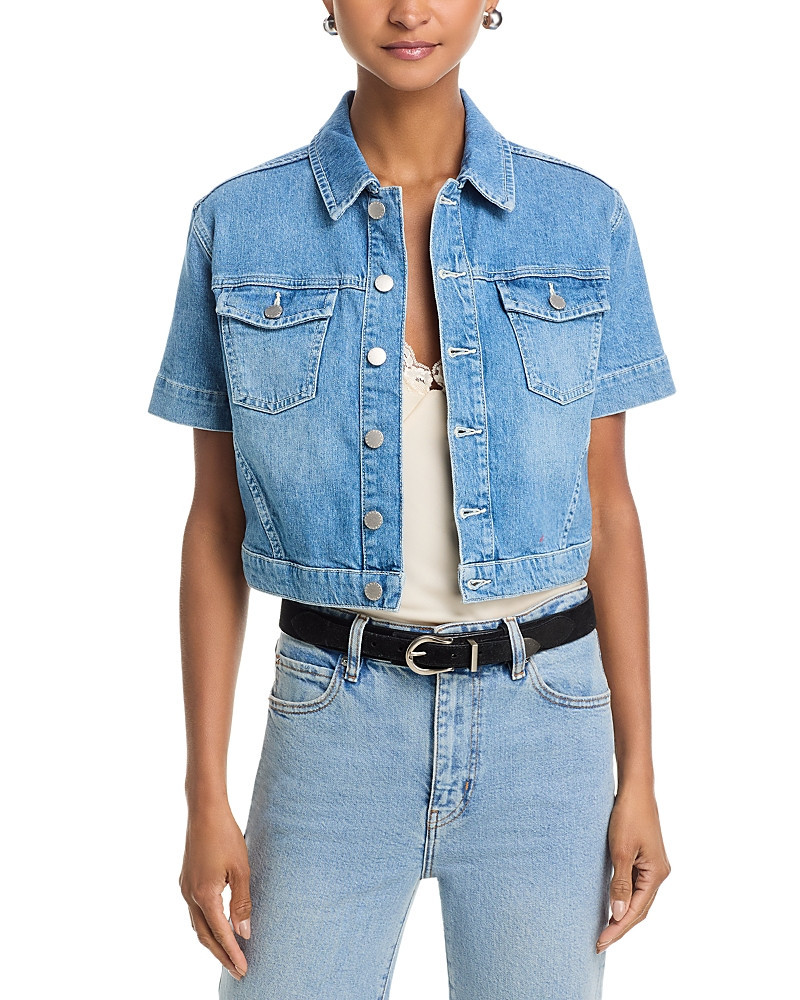 L'Agence Kirstie Short Sleeve Crop Denim Jacket | Bloomingdale's (US)