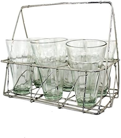 Rectangular Galvanized Wire Caddy with Six Glasses | Amazon (US)