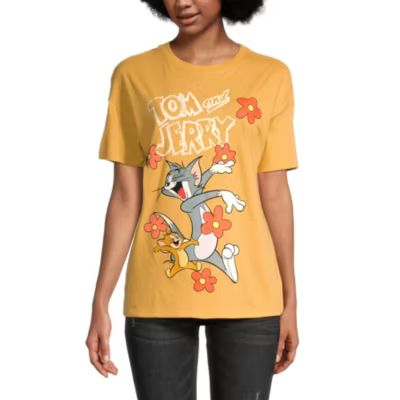 Juniors Womens Crew Neck Short Sleeve Tom and Jerry Graphic T-Shirt | JCPenney