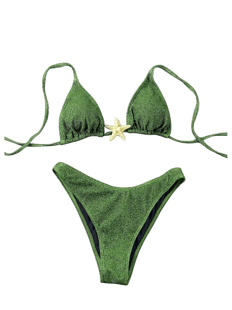 SOLY HUX Women's Sexy Halter Triangle Bikini Set Tie String Swimsuit High Cut Thong Two Piece Bat... | Amazon (US)