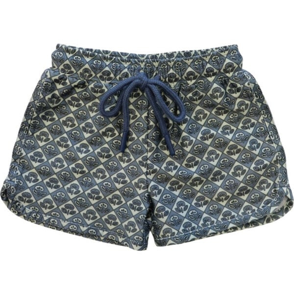 Salt Elastic Waist Drawstring Swim Trunks, Blue | Maisonette