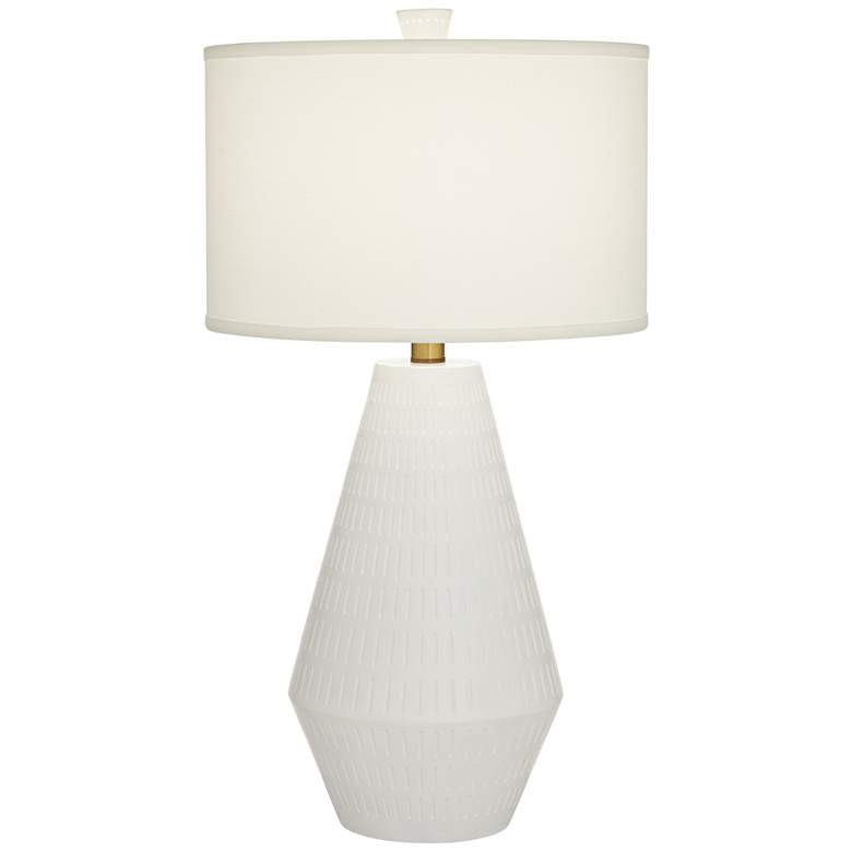 Possini Euro Design Luke Mid-Century White Modern Table Lamp | Lamps Plus
