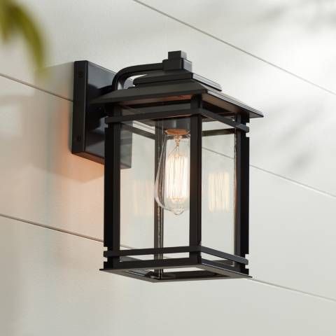 North House 12" High Matte Black and Glass Outdoor Wall Light - #87M92 | Lamps Plus | Lamps Plus