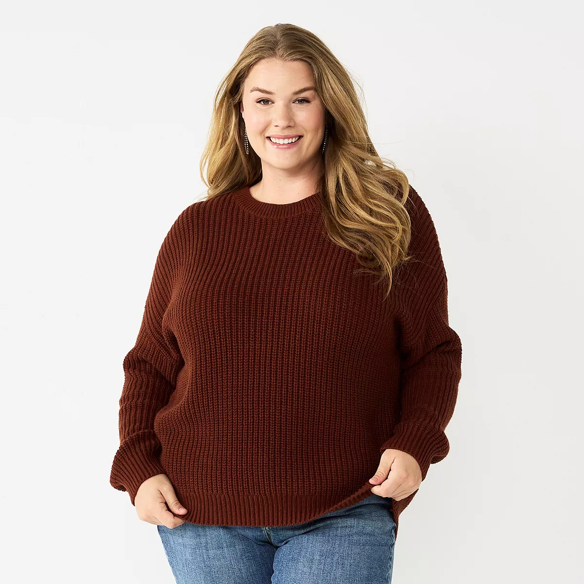Plus Size Sonoma Goods For Life® Drop Shoulder Sweater | Kohl's