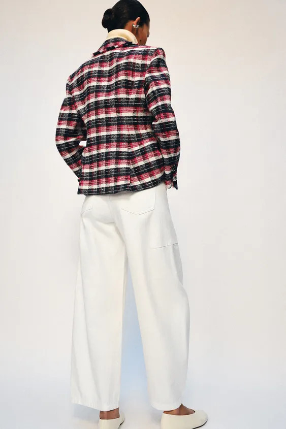 VESTE PEPLUM À CARREAUX ZW COLLECTION | Zara US