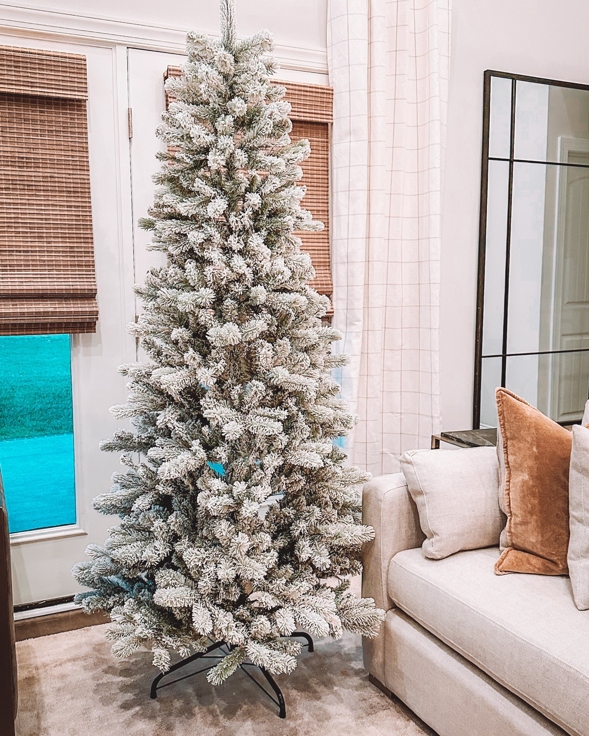 Loving my beautiful flocked Christmas tree! ❤️

#christmastree #flockedchristmastree #curtains #drapes #pillows #decorpillows #bambooshades #bambooblinds #windowtreatments #mirror #christmas 

#LTKhome #LTKSeasonal #LTKHoliday