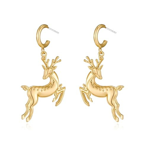 ENSKEFEN Christmas Reindeer Earrings for Women Cute Xmas Elk Deer Earrings Novelty Christmas Dangle Drop Earring Fashion Holiday Earring | Amazon (US)
