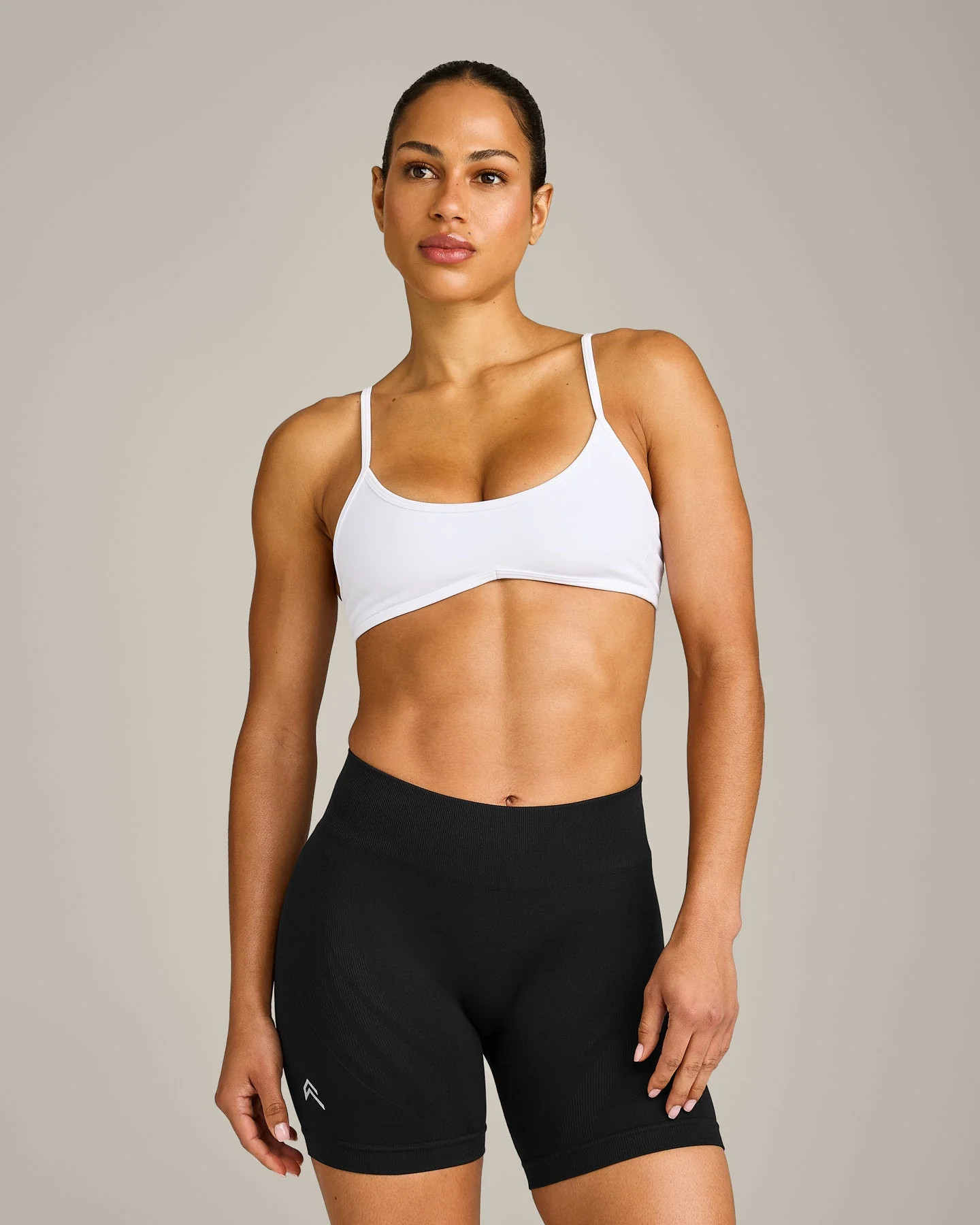 EnhanceLift\u2122 Seamless Minimal Bralette with Gray Logo
White | Oner Active (UK / US)