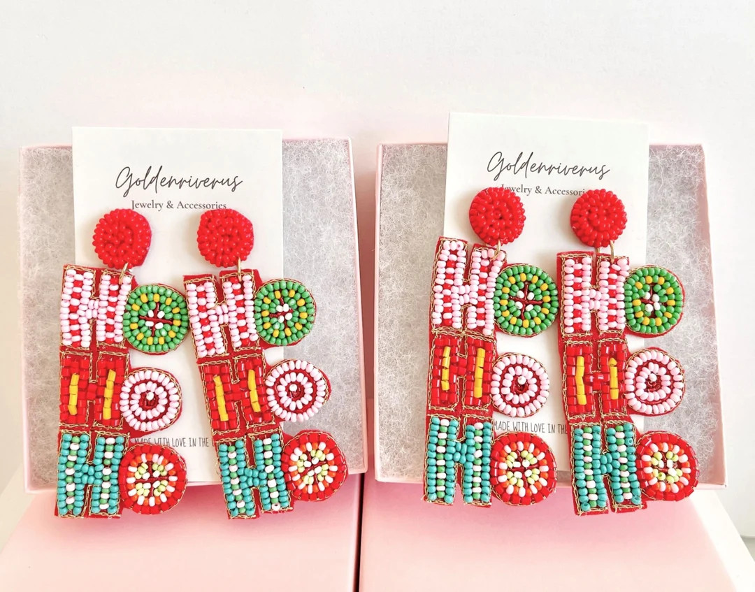 Hohoho Earrings/christmas Beaded Earrings/holiday - Etsy | Etsy (US)