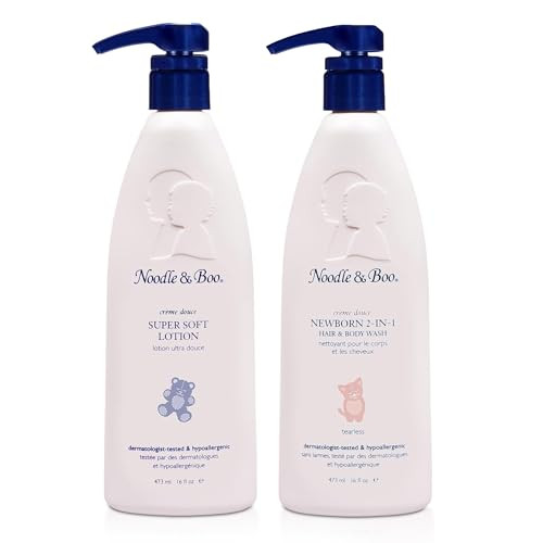 Noodle & Boo Newborn Essentials Bundle: 2-in-1 Hair & Body Baby Wash 16 fl oz + Daily Moisturizer Baby Lotion for Sensitive Skin 16 fl oz | Tear-Free, Hypoallergenic, Plant-Based, Pediatrician-Tested | Amazon (US)