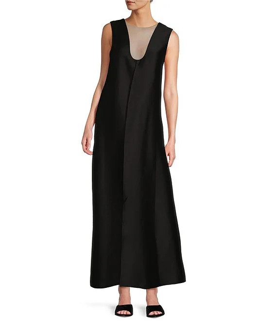 Antonio Melani x Elizabeth Damrich Good Night V-Neck Sleeveless Mesh Detail Maxi Shift Dress | Di... | Dillard's