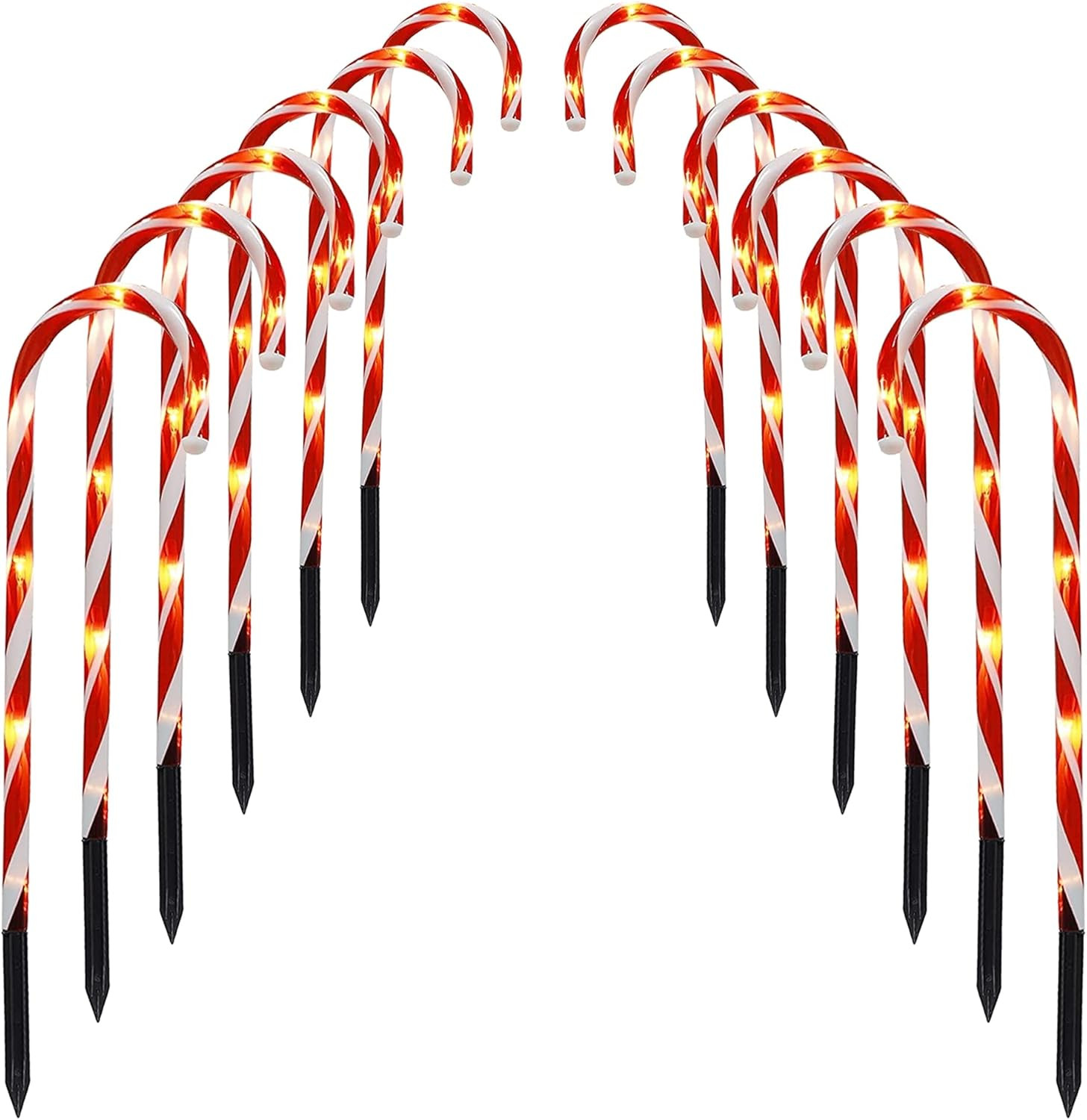 Dazzle Bright 12 Pack 16" Christmas Candy Cane Pathway Markers, Xmas Pathway Lights Outdoor with ... | Amazon (US)