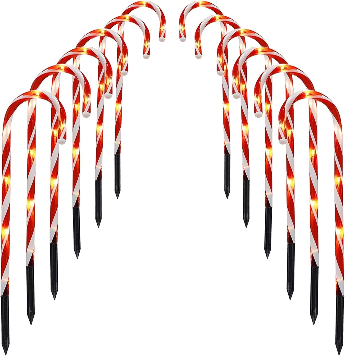 Dazzle Bright 12 Pack 16" Christmas Candy Cane Pathway Markers, Xmas Pathway Lights Outdoor with ... | Amazon (US)