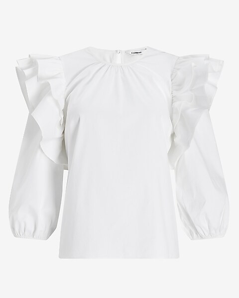 Tiered Ruffle Shoulder Top | Express