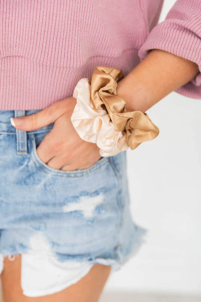 Dearest Wish Brown/Cream Scrunchie Set | Pink Lily