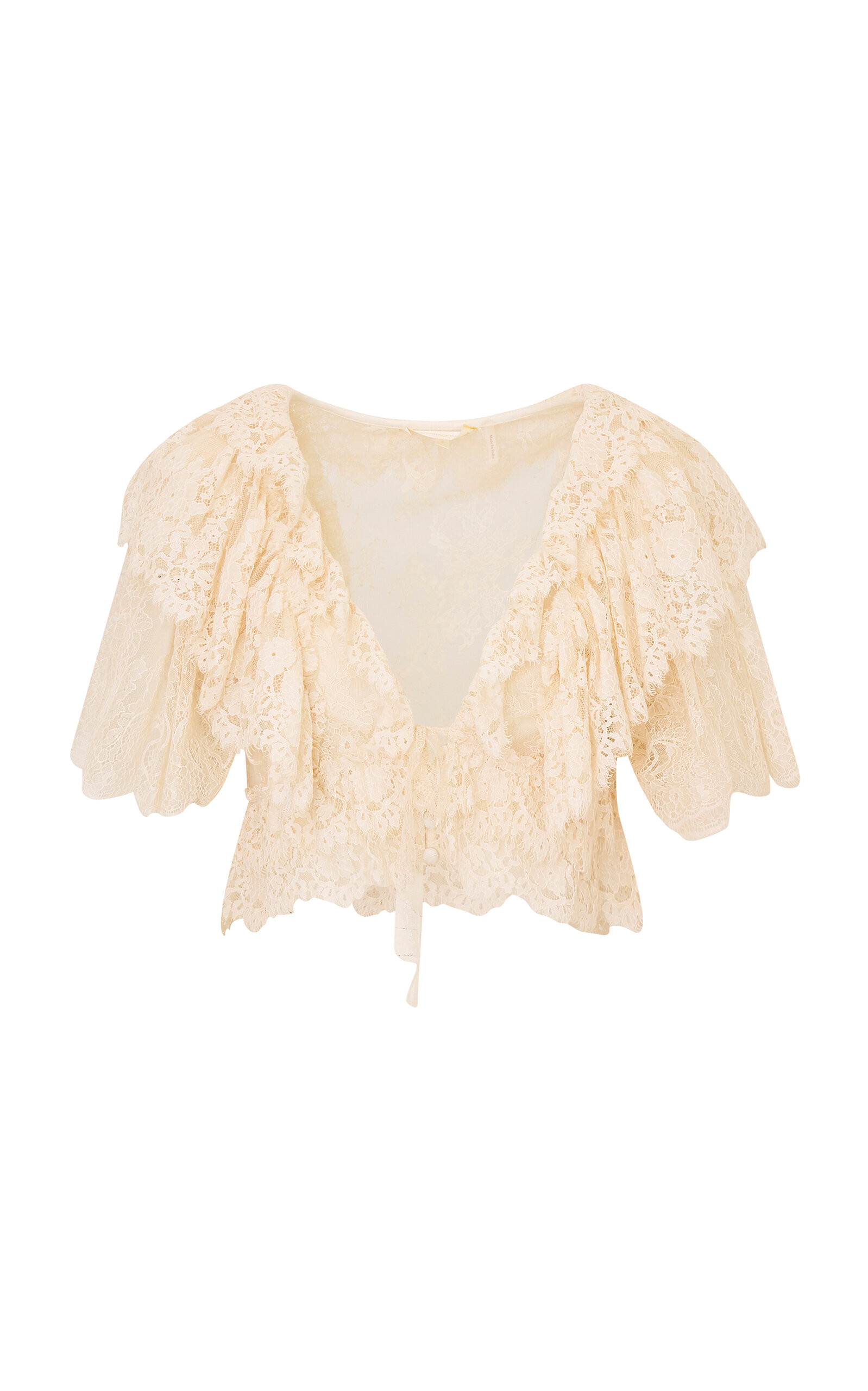 LoveShackFancy - Caper Ruffled Lace Top - Ivory - S - Moda Operandi | Moda Operandi (Global)