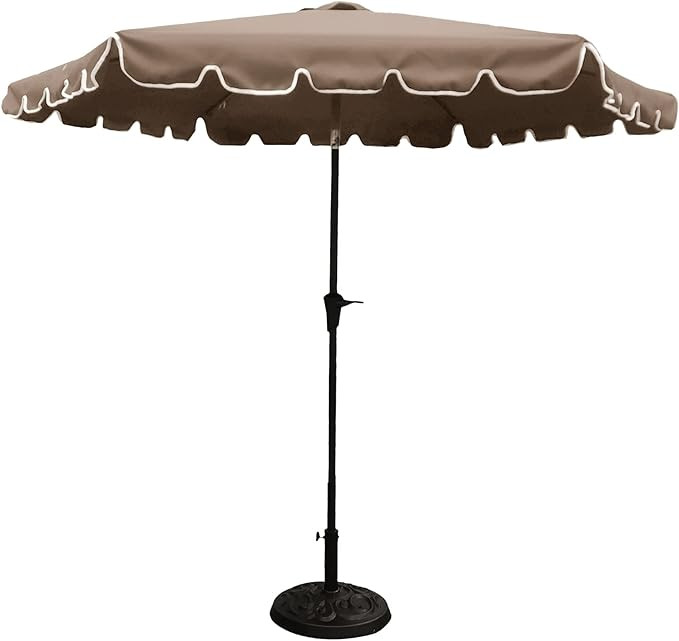 Modern 9 feet Scalloped Edge Patio Umbrella, Outdoor Aluminum Patio Umbrella, Market Umbrella wit... | Amazon (US)