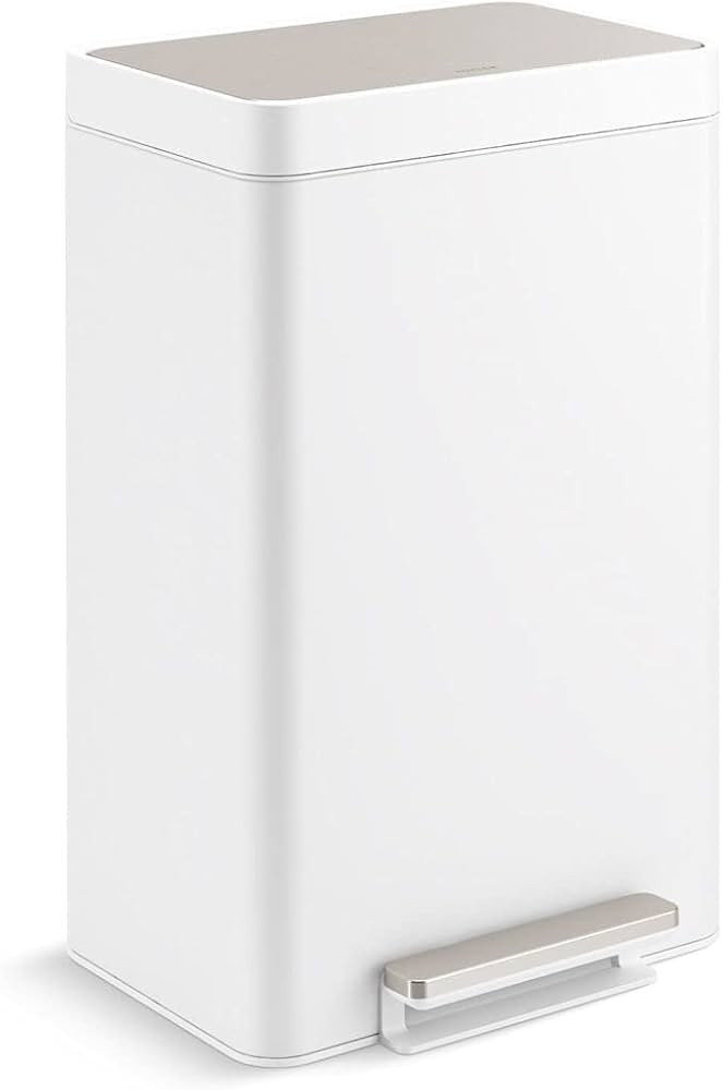 KOHLER 20940-STW 13 Gallon Kitchen Step Trash Can with Foot Pedal, Soft Close Lid, White Stainles... | Amazon (US)