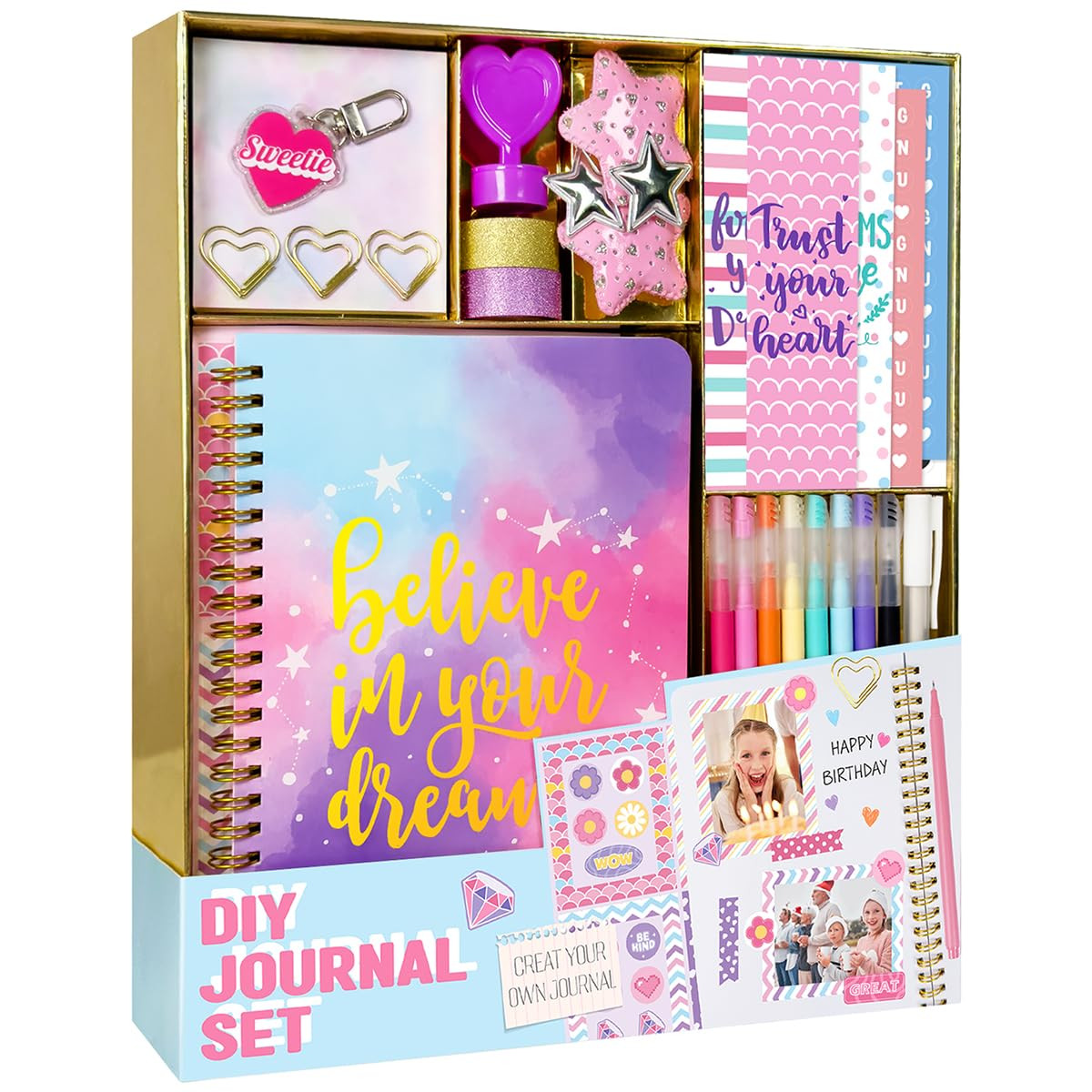 DIY Journal Kit for Girls - DIY Journal Set for Tween & Teen Girls, Stationery Set, Scrapbook & D... | Amazon (US)