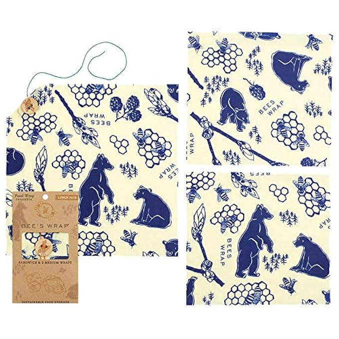 Bee's Wrap Lunch Pack, Eco Friendly Reusable Sandwich & Food Wrap Set, Sustainable Plastic-Free Lunc | Amazon (US)