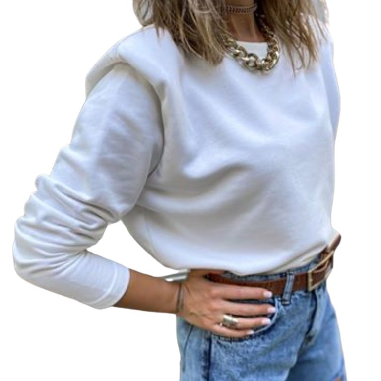 kruixL Women Autumn Winter Long Sleeve Padded Shoulder Plush Sweatshirt Pullover Hoodie | Walmart (US)