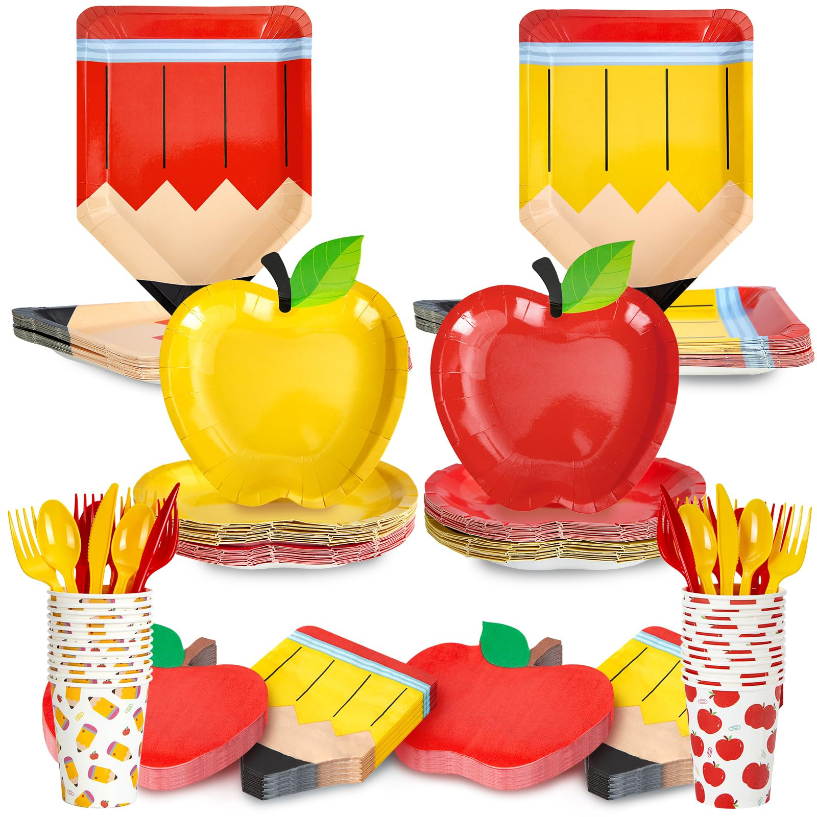 168 Pcs Back to School Disposable Dinnerware Set, Preschool Graduation Party Supplies, Teacher Ap... | Amazon (US)