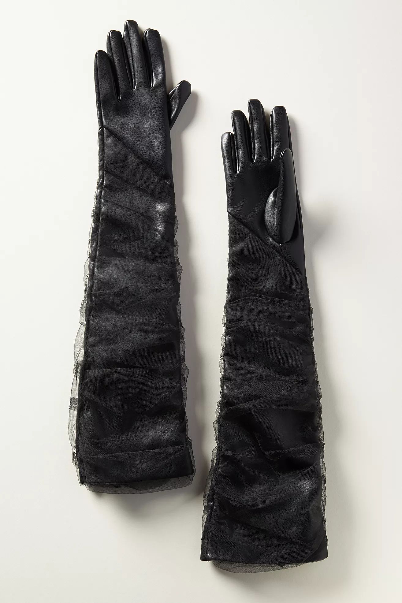 Lamarque Tulle Faux Leather Gloves | Anthropologie (US)