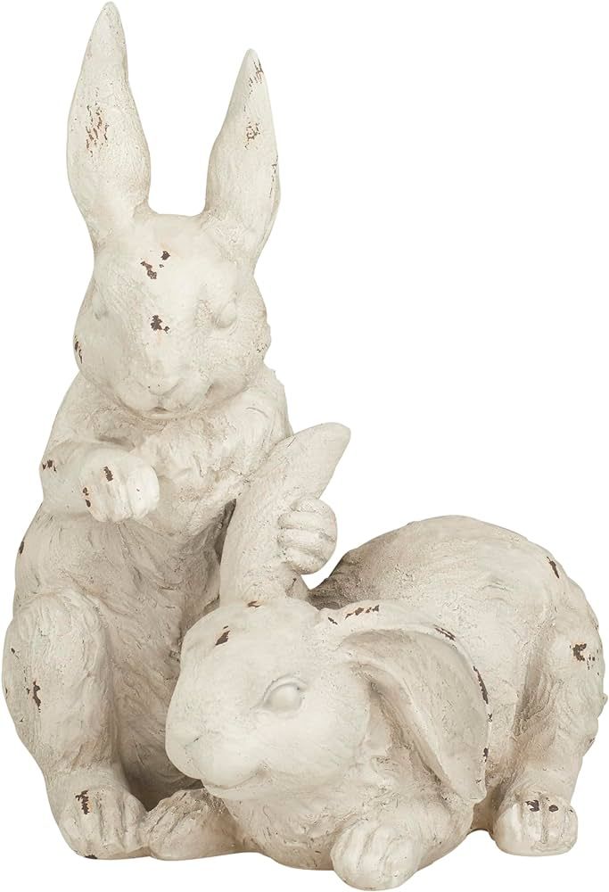 Deco 79 Resin Rabbits Garden Sculpture, 8" x 9" x 11", White | Amazon (US)