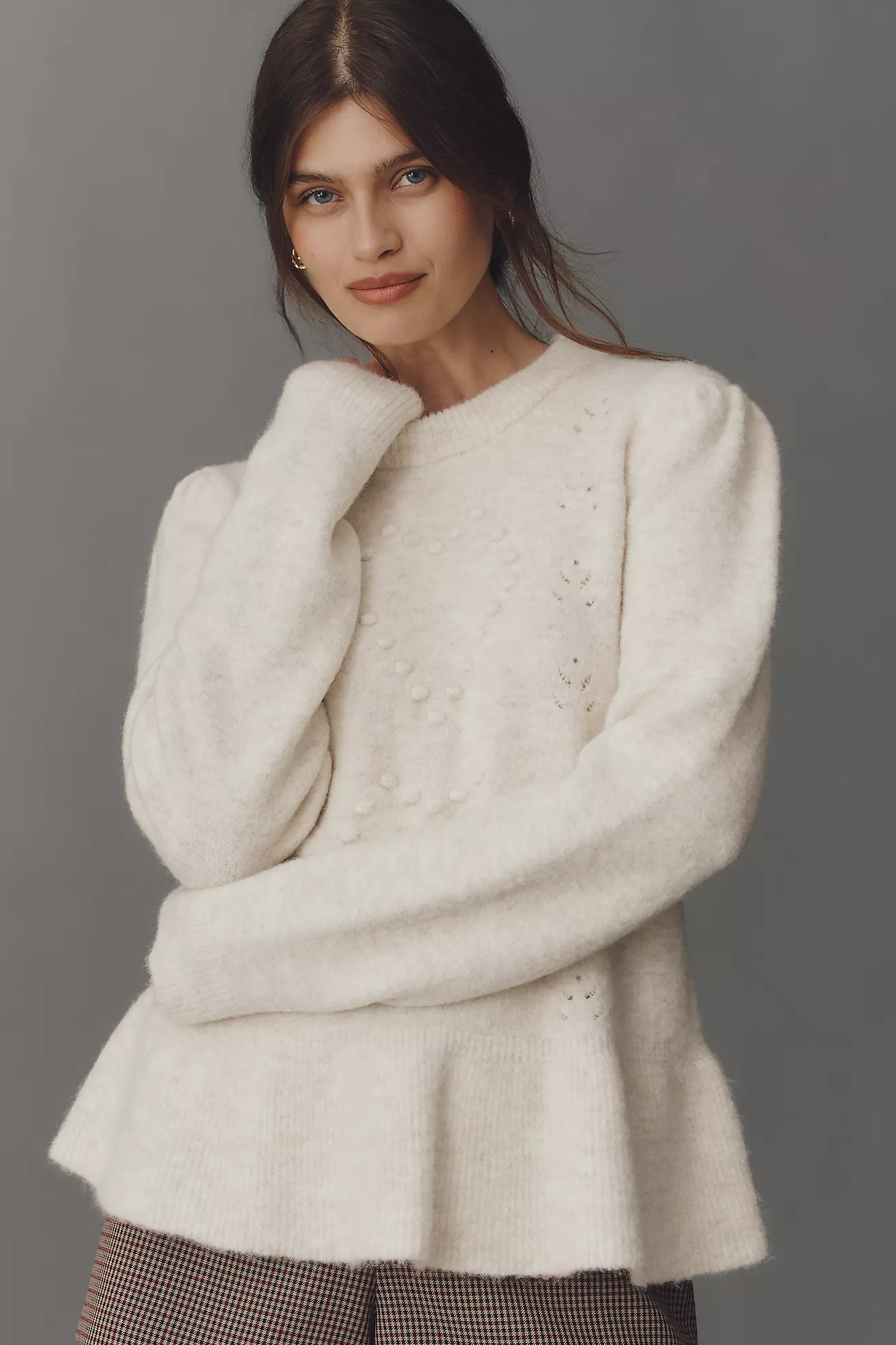 By Anthropologie Textured Ruffled Waist Sweater | Anthropologie (US)
