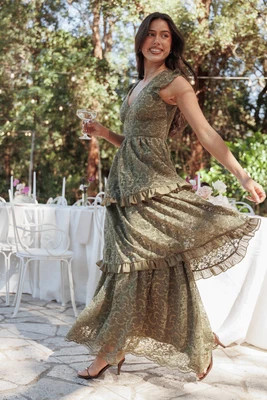 Cataleya Maxi Dress - Olive Lace | Petal & Pup (US)