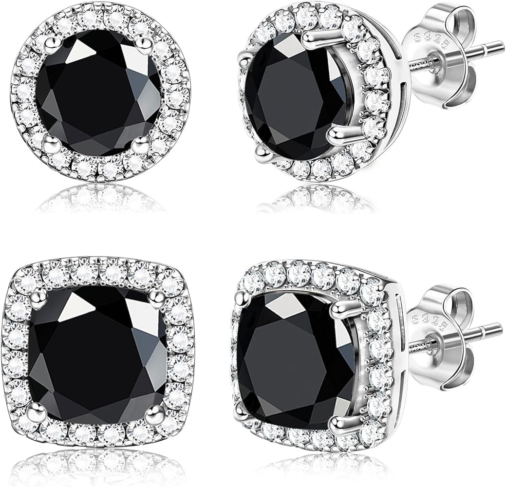 Hayoso 18K Gold Plated Halo Stud Earrings 925 Sterling Silver Cubic Zirconia Stud Earrings Round ... | Amazon (US)