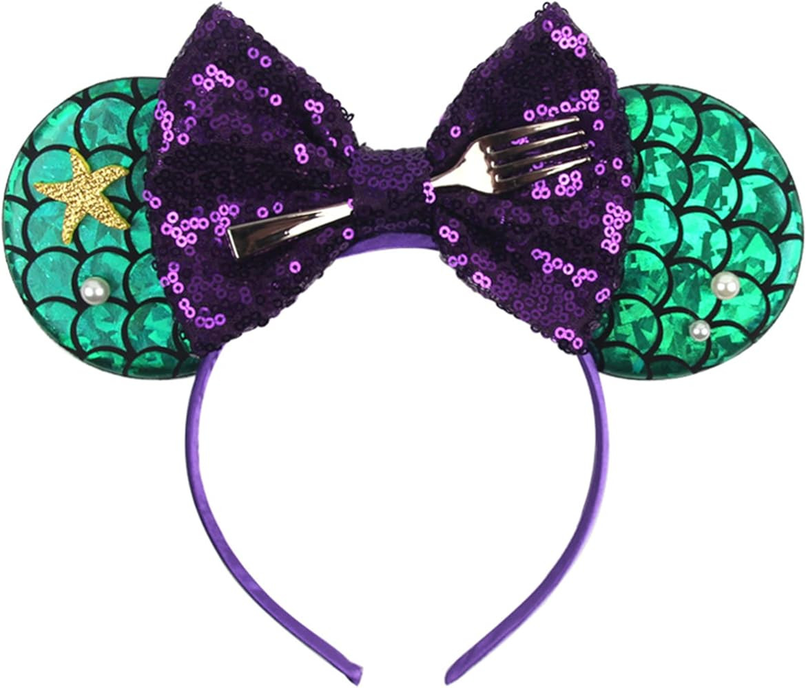 MADO Mermaid Mouse Ears Headband for Women Girls, Mermaid Headband Princess Accessories for Women... | Amazon (US)